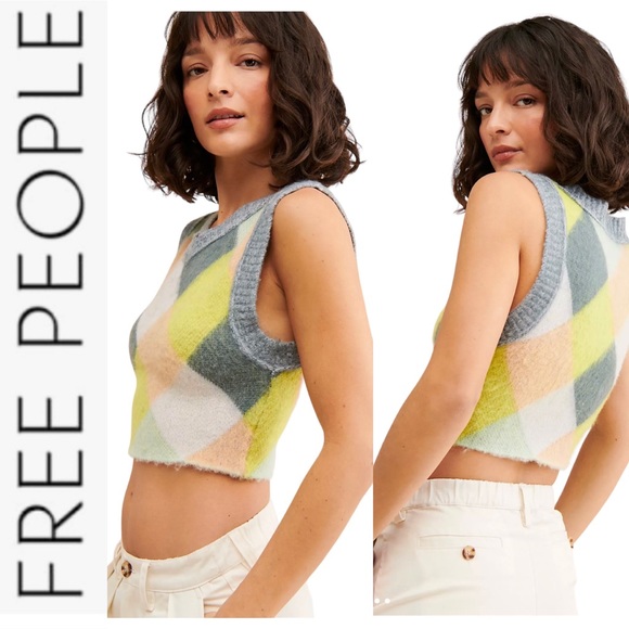 RELIST Tomorrow NWT Free People Quinn Sweater Vest in Stormy Spring Combo xs - Picture 2 of 13